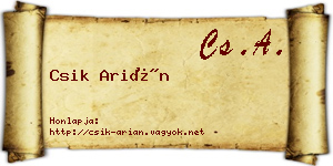 Csik Arián névjegykártya